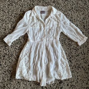Free People White Lace Button Down Dress